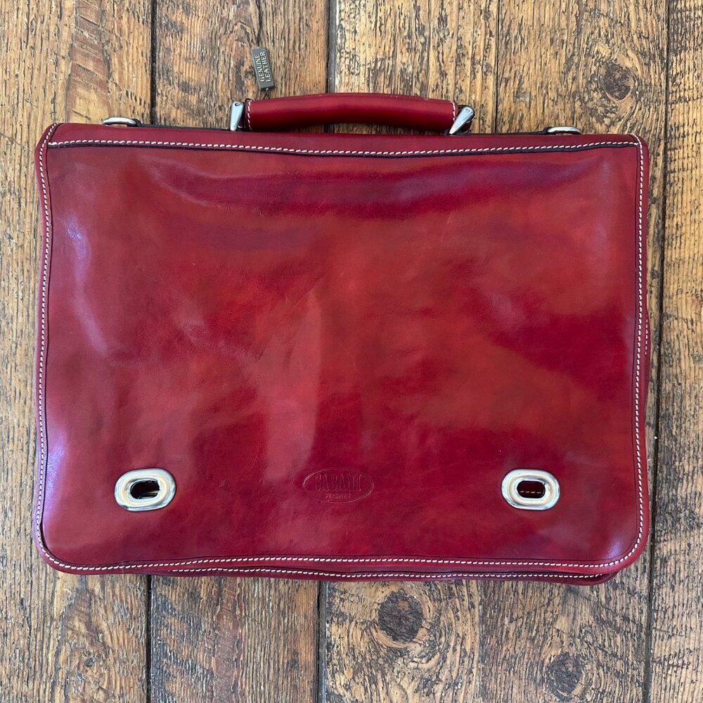 Sabani Genuine Italian Leather Briefcase, Red